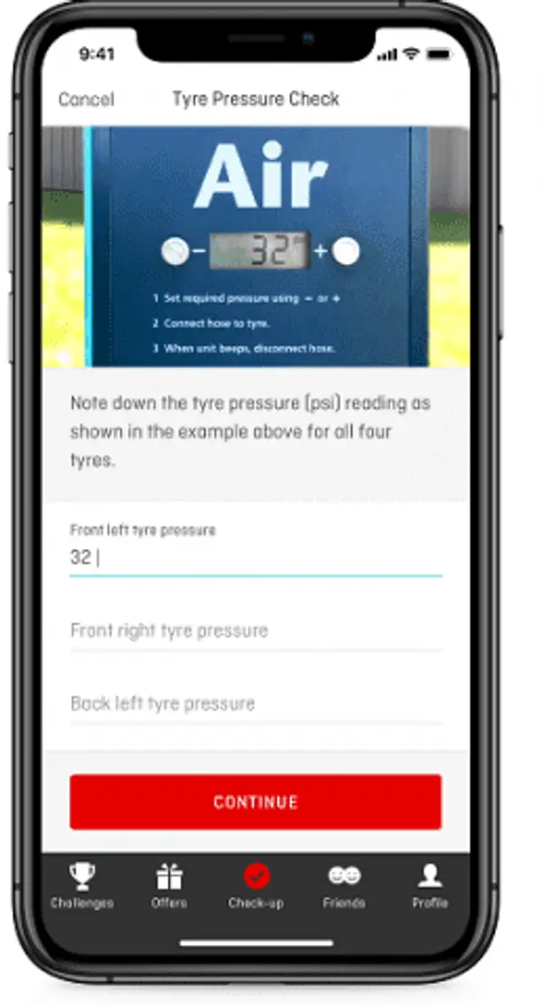 Up to 50 Easy Qantas Points (1 min) for checking your tyre pressure