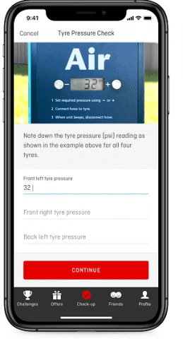 Up to 50 Easy Qantas Points (1 min) for checking your tyre pressure
