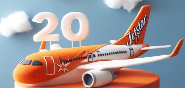 Jetstar's 20th Birthday Weekend Sale: Eg Perth to Sydney $29! - from Adelaide, Auckland, Brisbane, Cairns, Canberra, Christchurch, Darwin, Gold Coast, Hobart, Melbourne, Perth, Queenstown, Sydney, Wellington promotional image