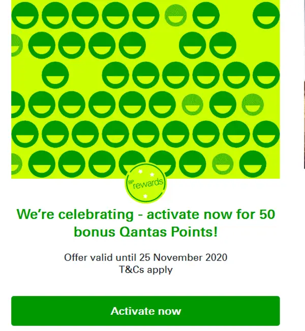 50 Qantas Points for Activating + 150 Qantas Points on Your Next Visit to BP