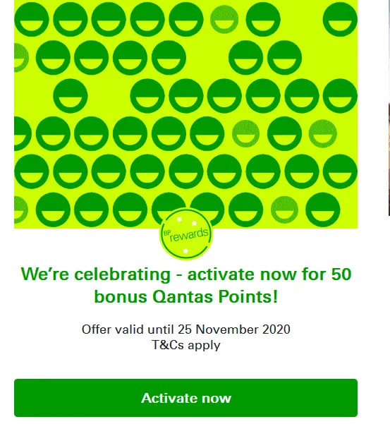 50 Qantas Points for Activating + 150 Qantas Points on Your Next Visit to BP