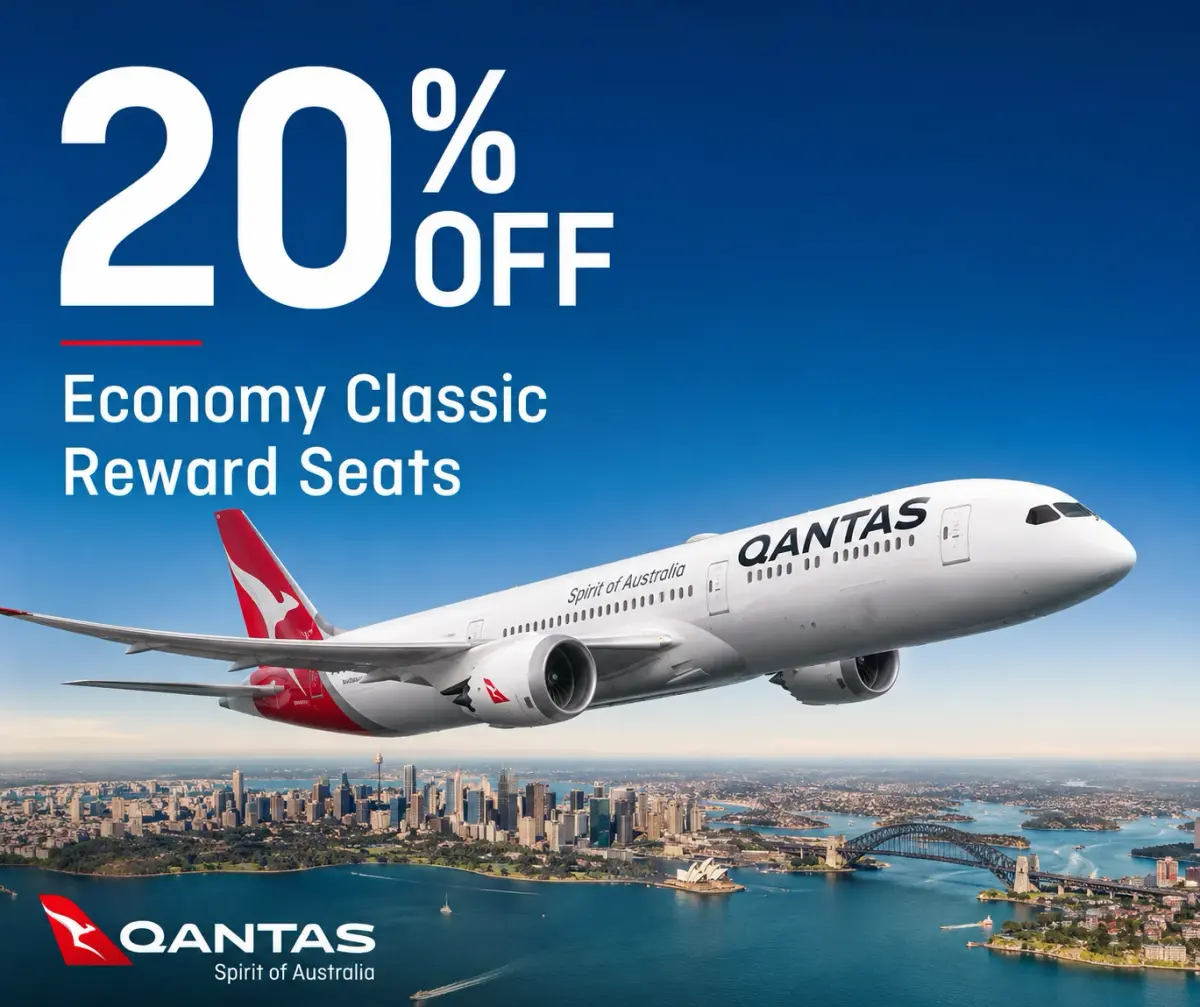 Featured deal: Qantas Classic Flight Rewards: 20% Off Economy Domestic Flights Until May 25 - Hero image