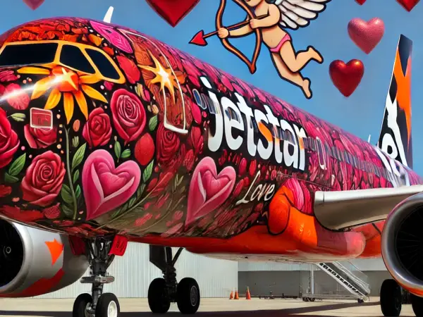 Jetstar Australia Valentine's Day 8 Hour Sale - Flights from $54 one way - from Adelaide, Brisbane, Hobart, Melbourne, Perth, Sydney promotional image