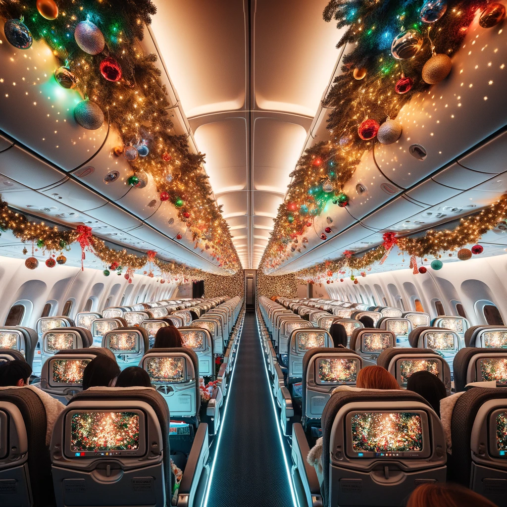 Christmas on an airplane