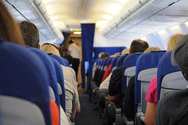 Rows of seats on a plane