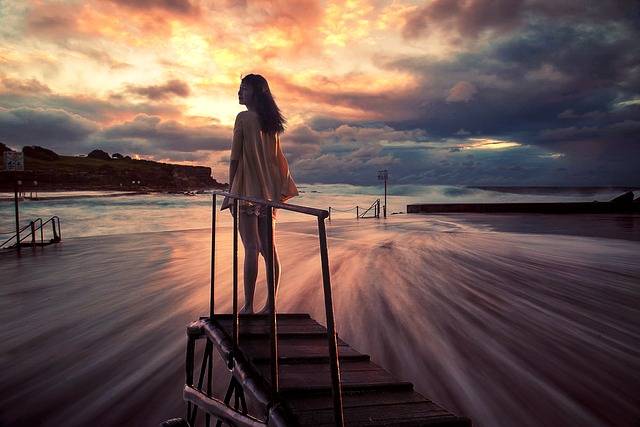 Girl standing near water in Sydney