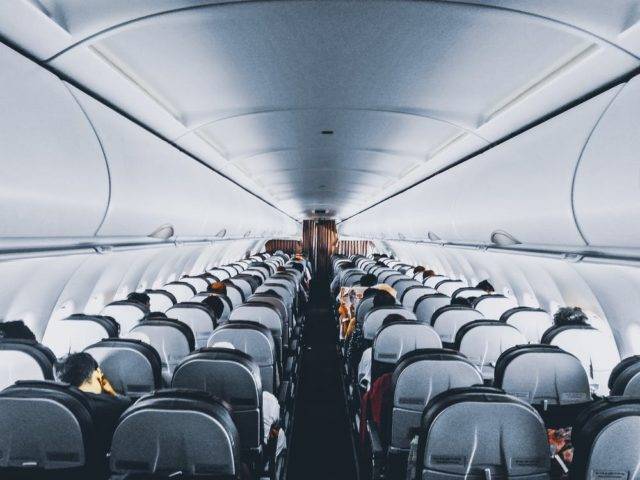 Interior cabin view of plane