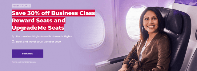 Virgin Australia 30% off Business Class Rewards